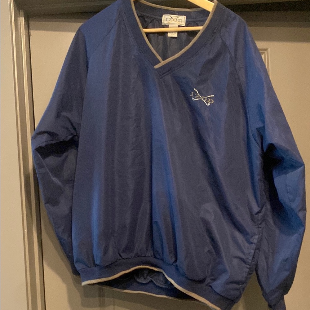 Vintage IZOD Blue V-Neck Golf Pullover Windbreaker Mens Sz Large